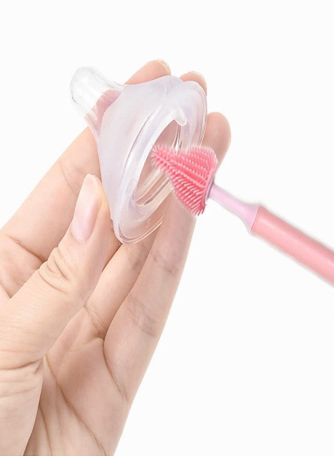 Jorex Mart 3 Pcs Silicone Baby Bottle Brush Set, 360° Rotating Long Handle Cleaner Brush, Teat & Straw Brush Cleaning Cup Brush for Plastic,Glass, Straws (Multi-Colour) - Image 5