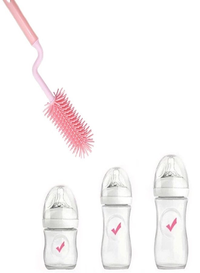 Jorex Mart 3 Pcs Silicone Baby Bottle Brush Set, 360° Rotating Long Handle Cleaner Brush, Teat & Straw Brush Cleaning Cup Brush for Plastic,Glass, Straws (Multi-Colour) - Image 2