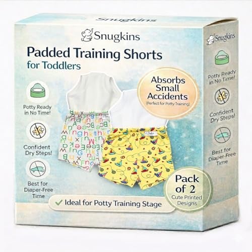 SNUGKINS Potty Training Shorts for Toddlers, Boys and Girls | 100% Cotton. (Size 3, Fits 3-4 Years) - Pack of 2 Multi-Color - Image 1