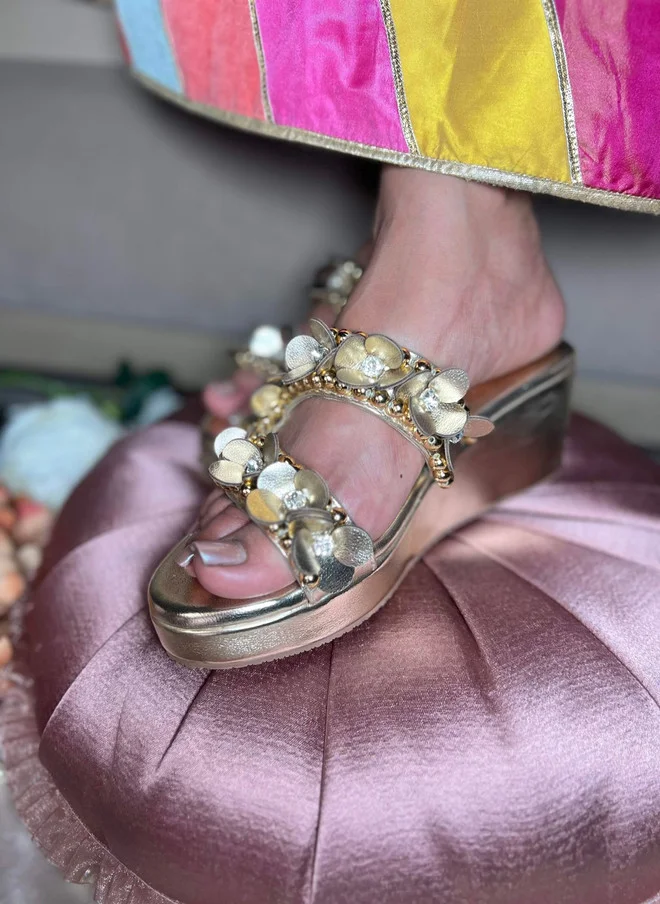 Sandal Stories SANDAL STORIES Embellished PU Party Wedge Sandals with Bows