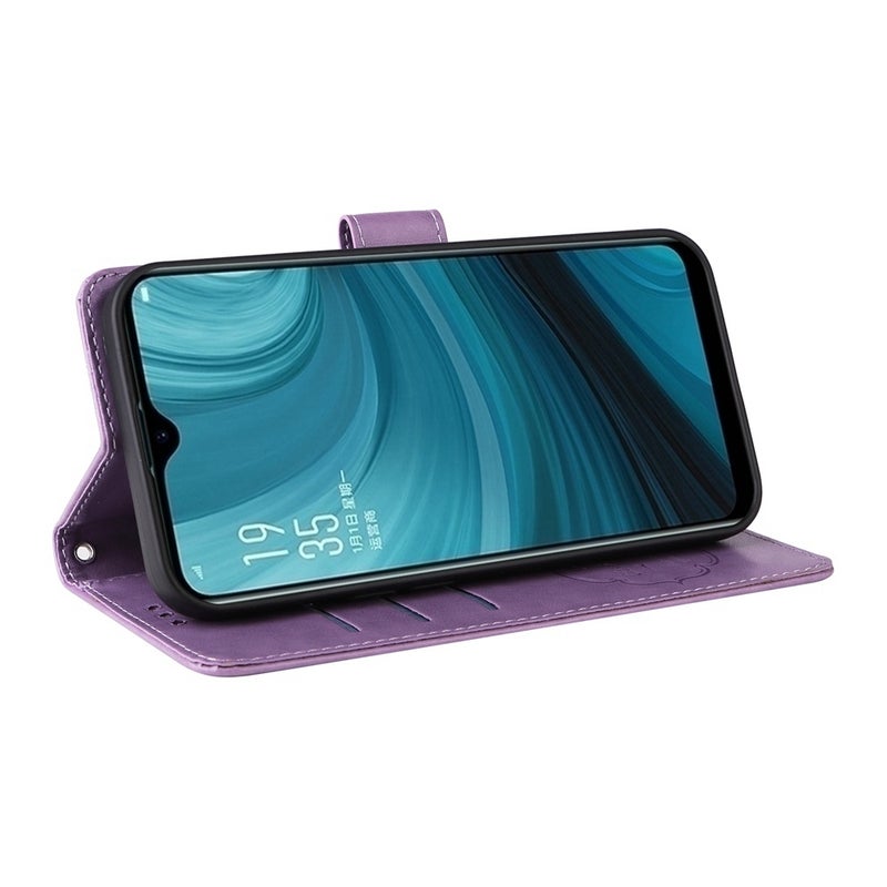 HuHa Case Cover For OPPO A12 / A12s / A11k Embossed Butterfly Flowers Leather Phone Case(Purple) - Image 5