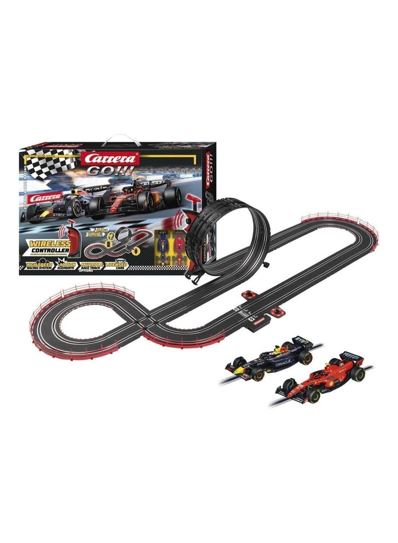 Carrera GO!!! Formula Free Racing Wireless Slot Car Racing Track Set (5.3m) I 1:43 Scale I Includes 2 Cars & 2 Turbo Controllers I For Ages 6+ - Image 1