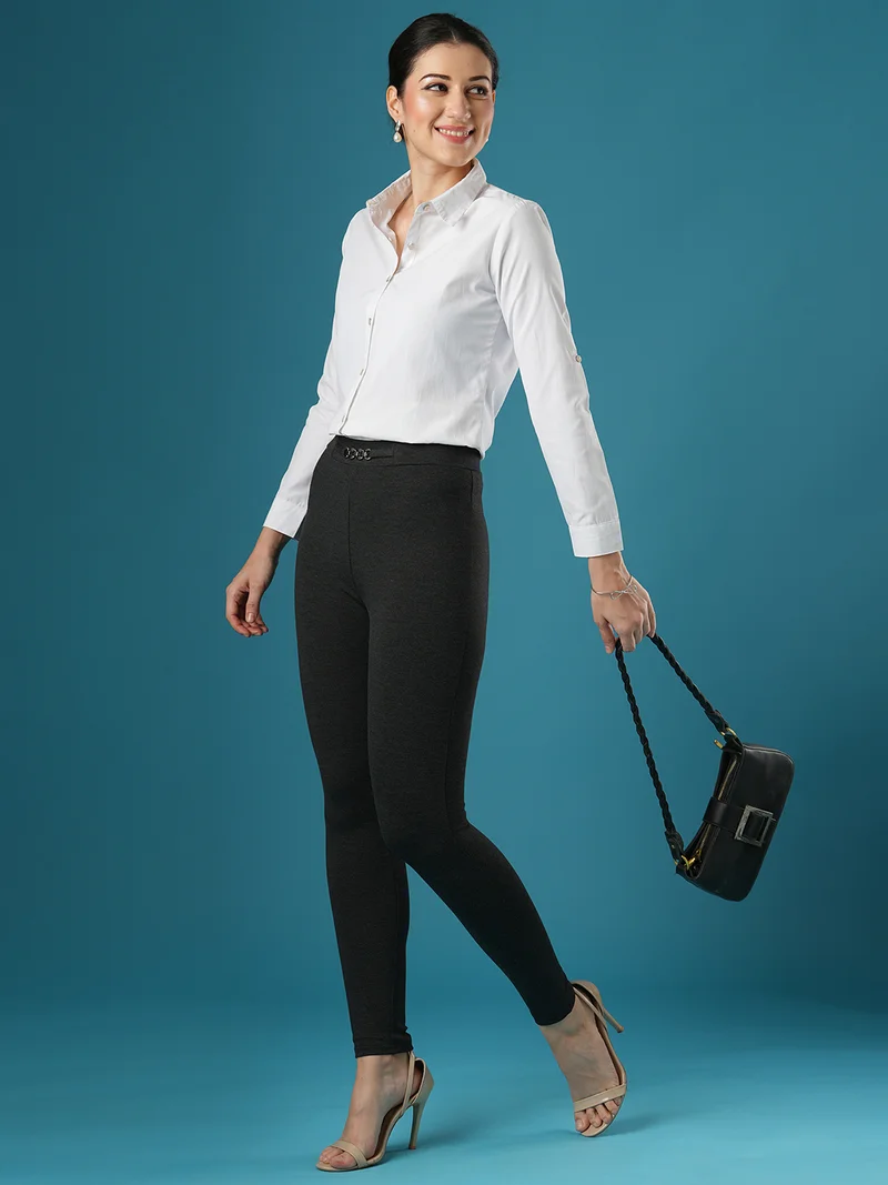 globus Women Mid Rise Stretchable Skinny Fit Treggings