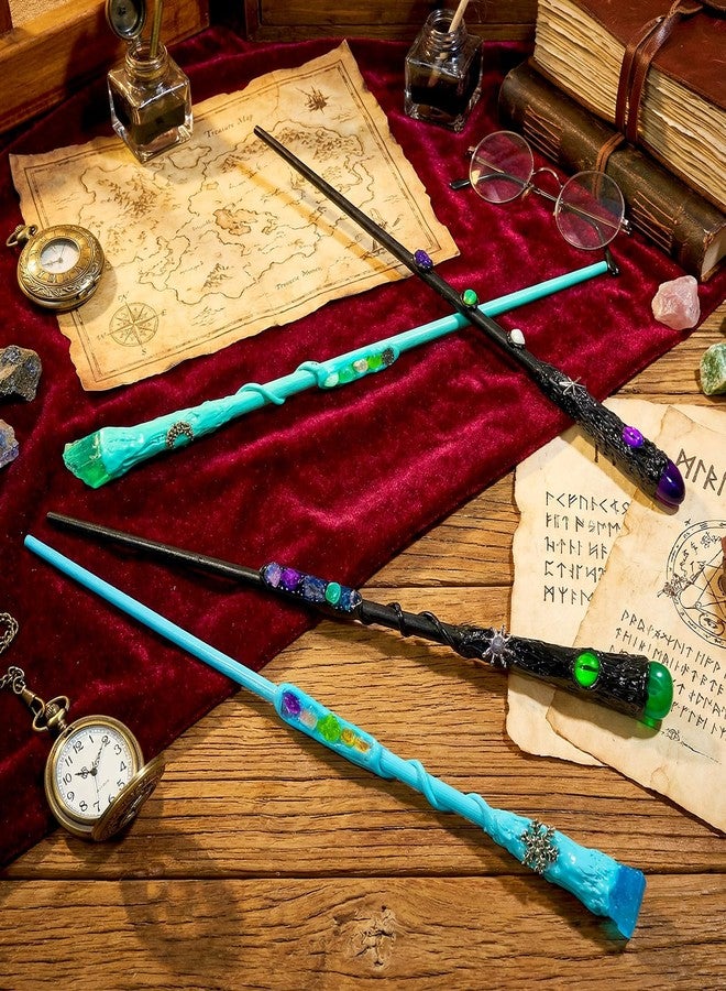 Rileryan 4 PCS Magic Wizard Wand Gemstone Crystal Wand Handcrafted Wizard Wands for Witches and Wizards Halloween Decor Gift - Image 3