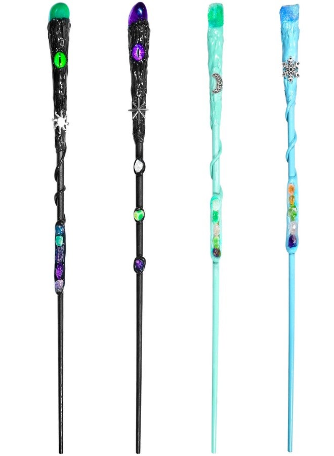 Rileryan 4 PCS Magic Wizard Wand Gemstone Crystal Wand Handcrafted Wizard Wands for Witches and Wizards Halloween Decor Gift - Image 1