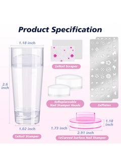 Subay Subay French Nail Stamper, Nail Stamper Kit - 2pcs Nail Art Stamper, Nail Scraper, 2pcs Nail Stamping Plate, 4pcs Replaceable Silicone Jelly Heads for Gel Manicure Home Salon Nail Art DIY  - Image 2