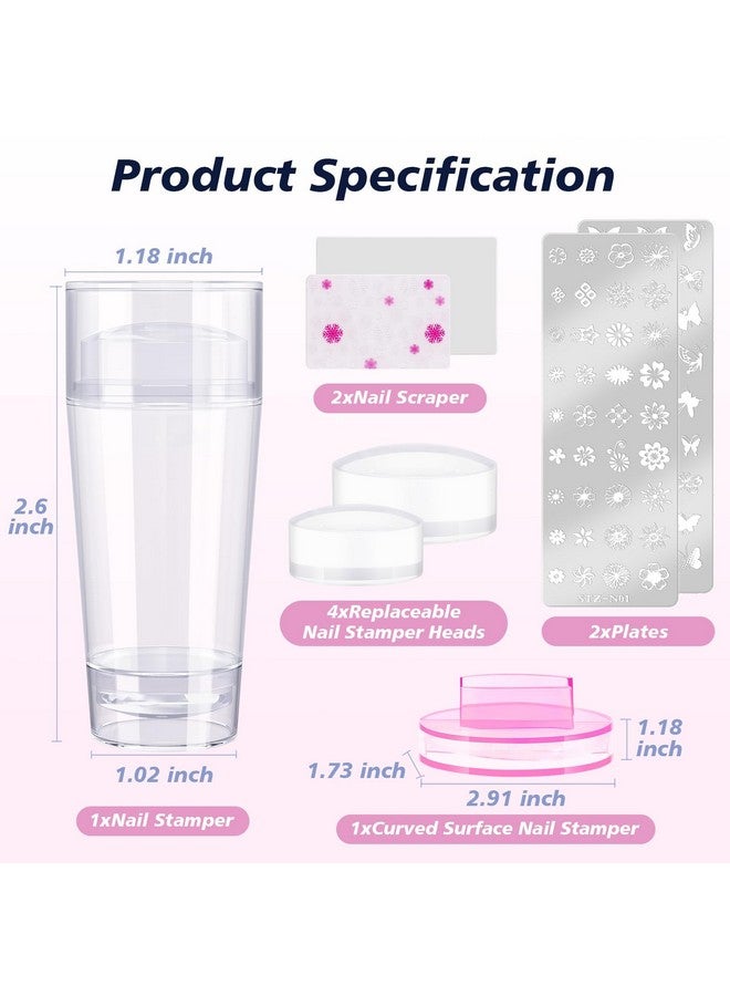 Subay French Nail Stamper, Nail Stamper Kit - 2pcs Nail Art Stamper, Nail Scraper, 2pcs Nail Stamping Plate, 4pcs Replaceable Silicone Jelly Heads for Gel Manicure Home Salon Nail Art DIY - Image 2