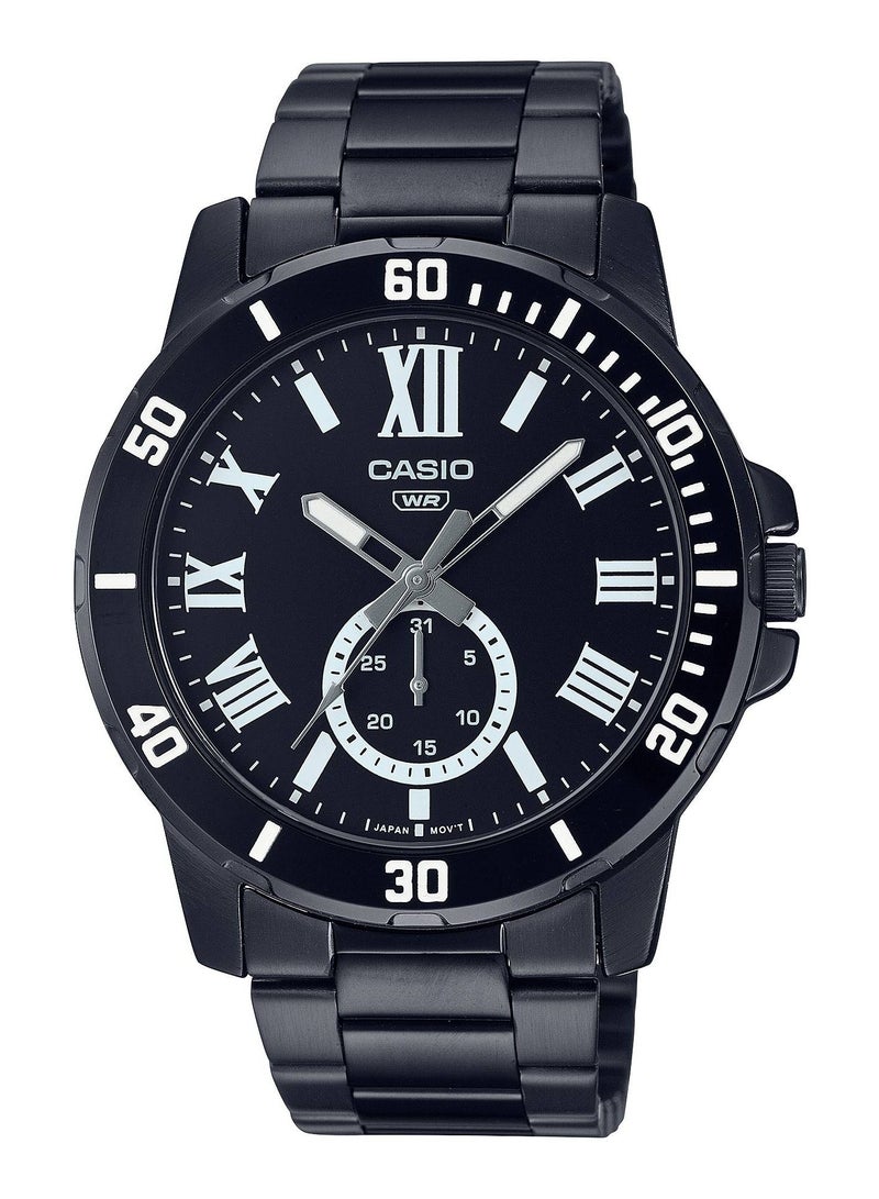 Casio Water Resistant Analog Quartz Stainless Steel Black Dial - MTP-VD200D-1BVUDF - 45mm