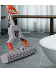 Self-squeezing sponge mop with stainless handle for cleaning all types of surfaces and floors (color may vary)