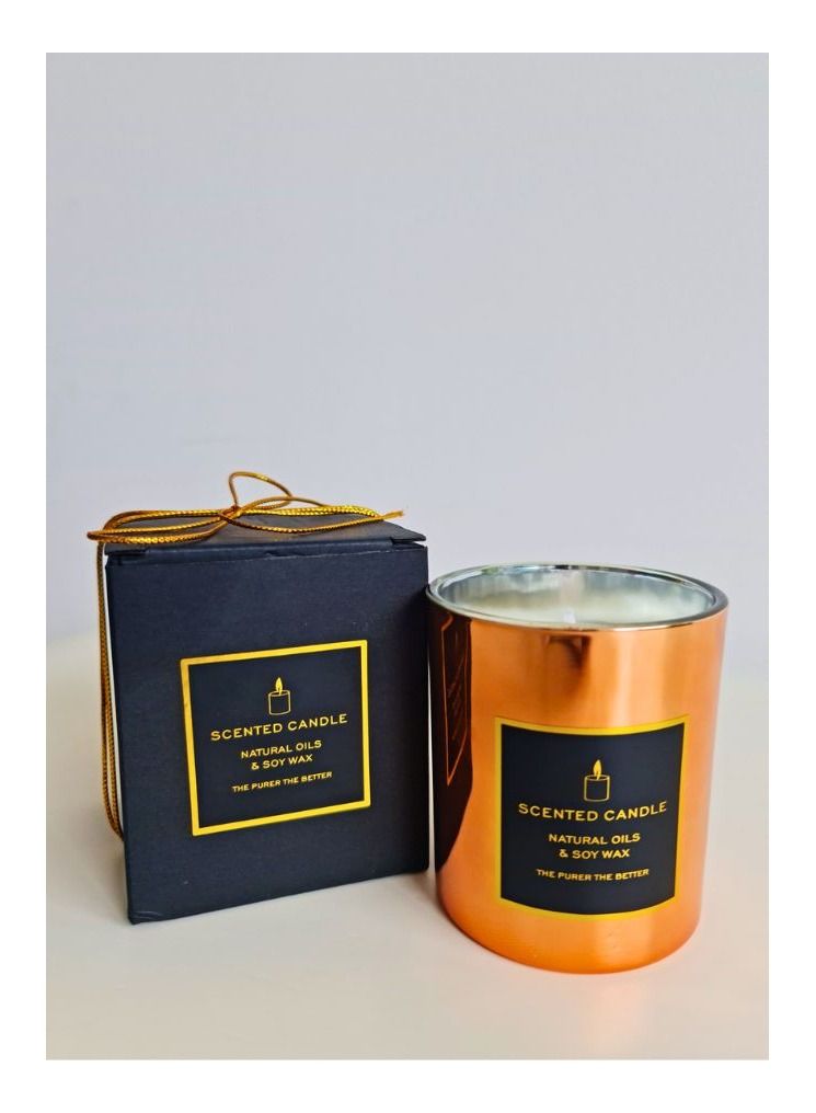 شمعة معطرة برائحة العود في وعاء زجاجي | شمعة فاخرة لديكور المنزل والاسترخاء | 230 جم - Image 1