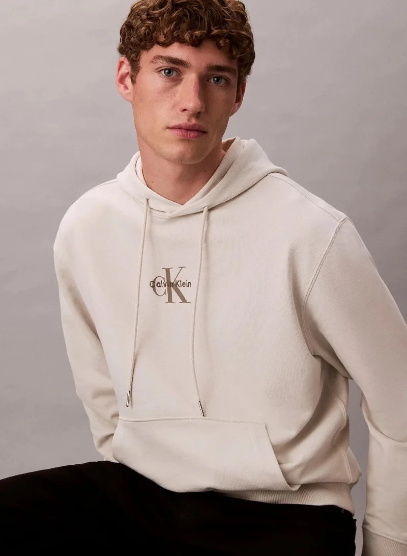 Calvin Klein Chalk Relaxed Monogram Hoodie for Men | Best Price UAE
