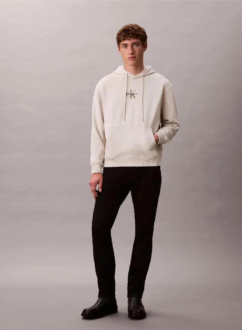 Calvin Klein Chalk Relaxed Monogram Hoodie for Men | Best Price UAE