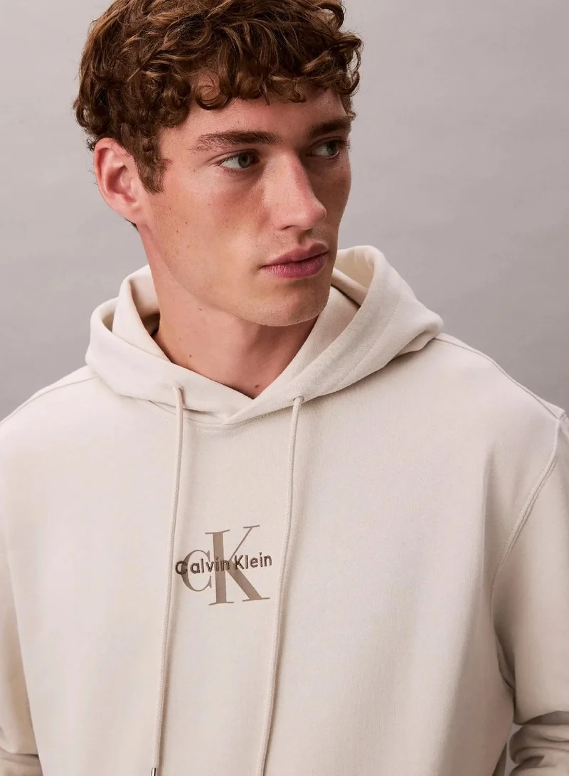 Calvin Klein Chalk Relaxed Monogram Hoodie for Men | Best Price UAE