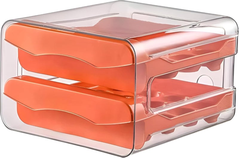 حامل بيض شفاف - حل تخزين من طبقتين مصنوع من الأكريليك، مقاوم للكسر وسهل التركيب، مثالي لتخزين البيض بأمان وتنظيم المطبخ بذكاء!