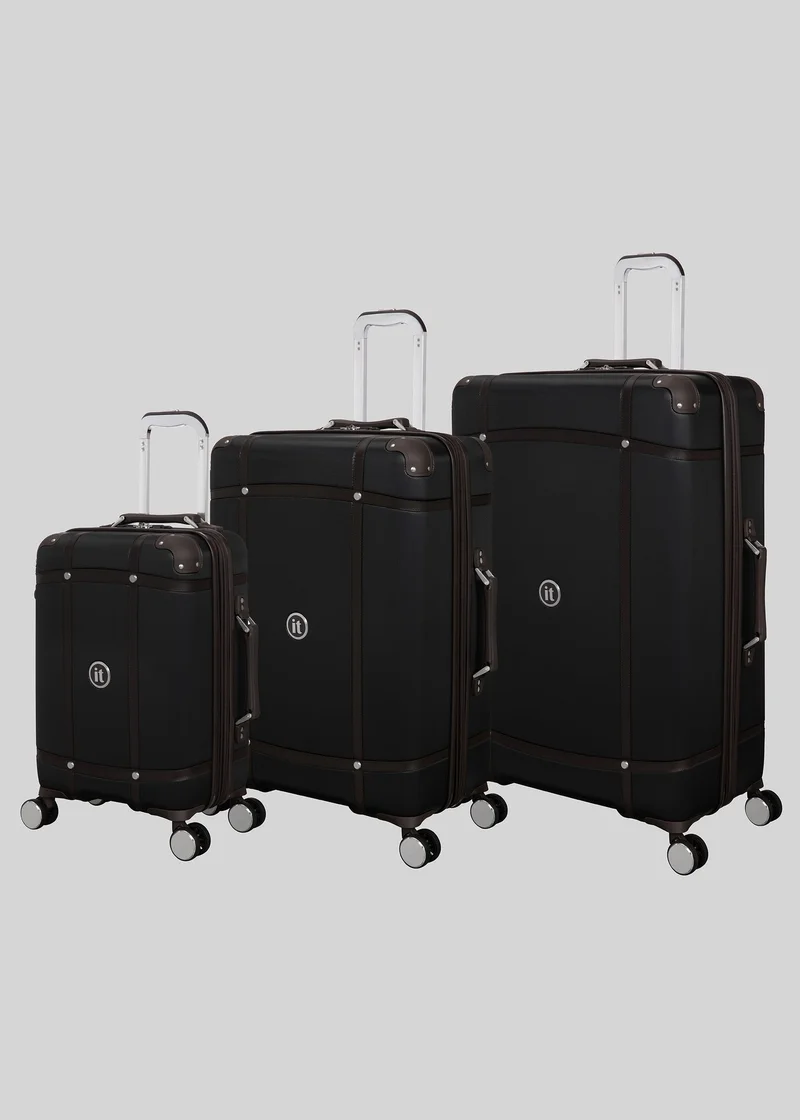 Matalan IT Luggage Black Trunk Hard Suitcase