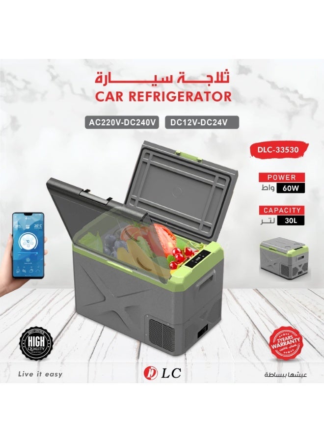DLC 30L Car Fridge Freezer Portable Compressor Car Refrigerator 12/24V Electric Cooler for Camping, Road Trip, Picnic, Down to -20℃ - Image 1