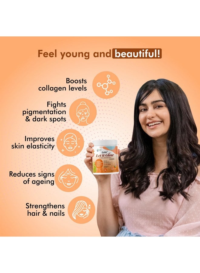 FYTIKA HEALTHCARE PRODUCTS Let It Glow Marine Collagen Supplement for Men & Women|L- Glutathione, Vitamin C|Promotes Healthy Skin, Hairs and Nails (Orange, Pack of 1, powder, 1 count, 25 Servings) - Image 5