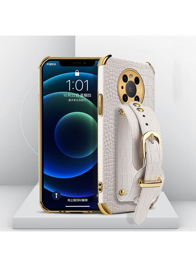 The Bros Case For Huawei Mate 40 Pro Electroplated TPU Crocodile Pattern Leather Case with Wrist Strap - Image 1