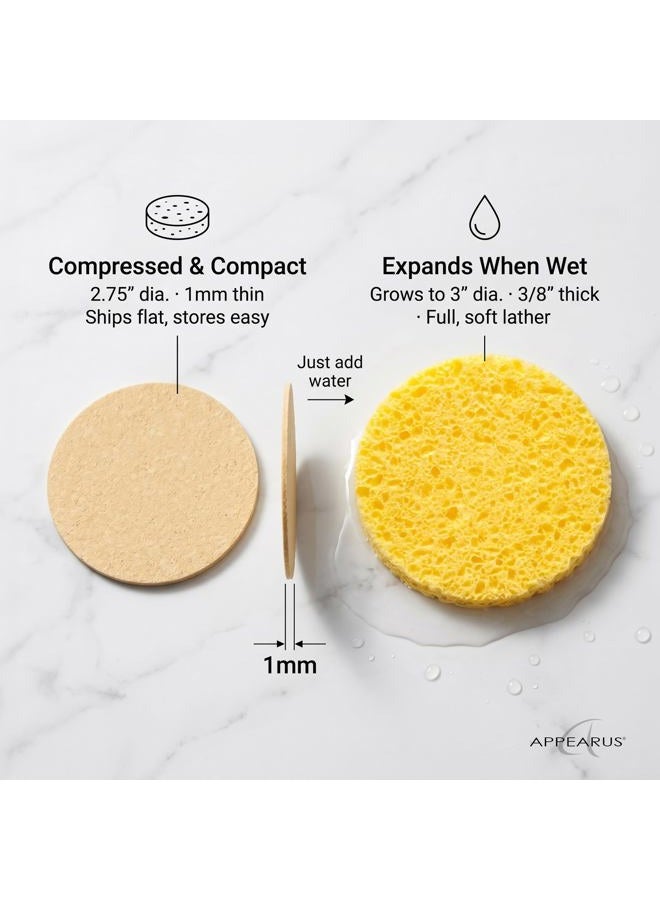 Appearus Face Sponge - Compressed Natural Cellulose Facial Sponges | Made in USA | Cosmetic Spa Sponges for Facial Cleansing and Exfoliating (25 Count) (Natural) - Image 5