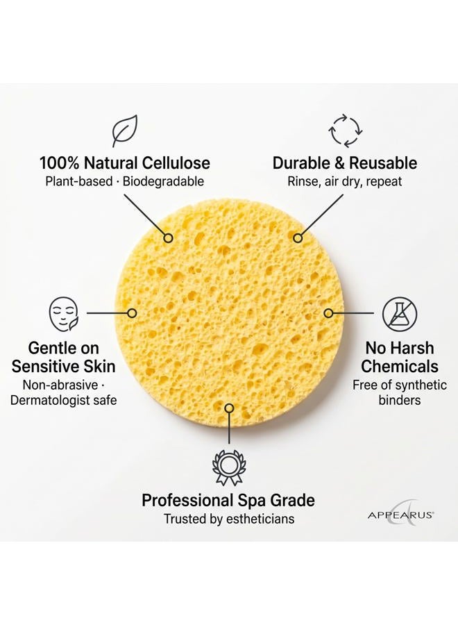 Appearus Face Sponge - Compressed Natural Cellulose Facial Sponges | Made in USA | Cosmetic Spa Sponges for Facial Cleansing and Exfoliating (25 Count) (Natural) - Image 3