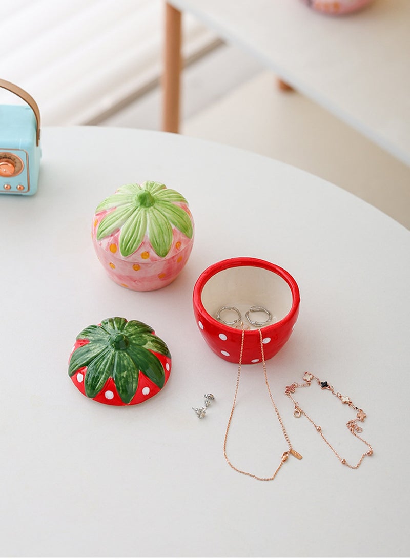 Diy Aromatherapy Candle Jar Creative Ceramic Candle Holder Cup Jewelry Storage Container For Girls Gift (Pink Strawberry Jar) - Image 2