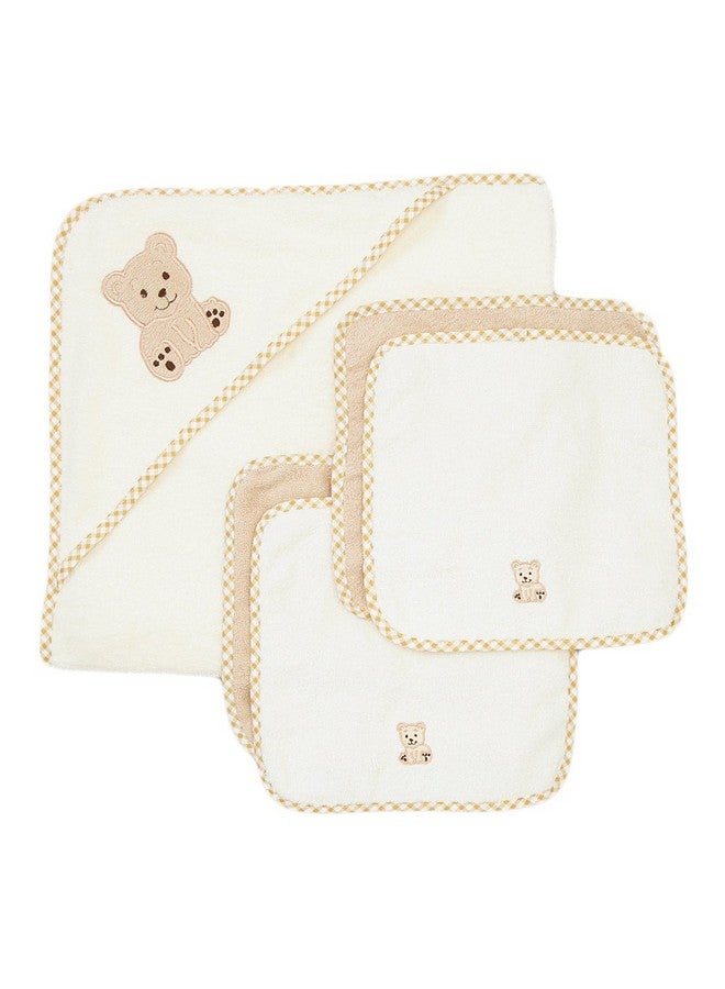 Spasilk Hooded Bath Towel with 4 Washcloths for Newborn Boys and Girls, Soft Terry Baby Towel and Washcloths, Bath Essentials, Ideal, Brown Bear - Image 4