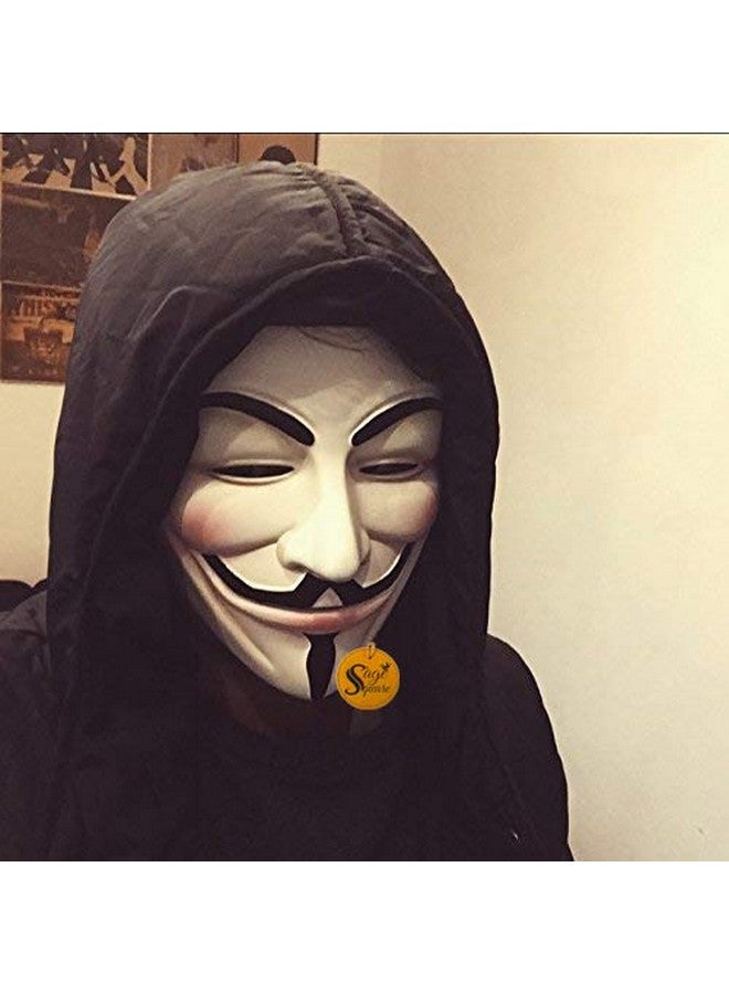 سايج سكوير قناع وجه سايج سكوير فينديتا كوميك، قناع فوكس، قناع وجه مجهول الإصدار VIP، مناسب تمامًا للتنكر، احتجاج في فينديتا من دي سي كوميكس (أسود وأبيض) (عبوة من قطعتين) - Image 5