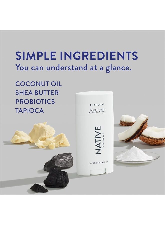 native Deodorant | Natural Deodorant for Women and Men, Aluminum Free with Baking Soda, Probiotics, Coconut Oil and Shea Butter | Charcoal - Image 2