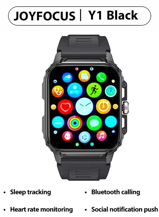 JOYFOCUS Y1 Smartwatch Low-Power Sports Watch Health Monitoring, Sleep Tracking, Bluetooth Calls, Social Notifications-Black - Image 1