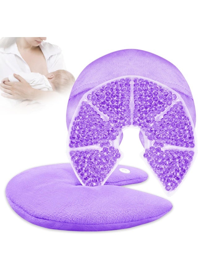 CONBELLA Hot Cold Gel Bead Breast Therapy Pack,Breast Ice Packs for Breastfeeding,Relief for Breastfeeding,Nursing Pain, Mastitis,Engorgement,Plugged Ducts, Boost Milk Let-Down & Production (Purple) - Image 1