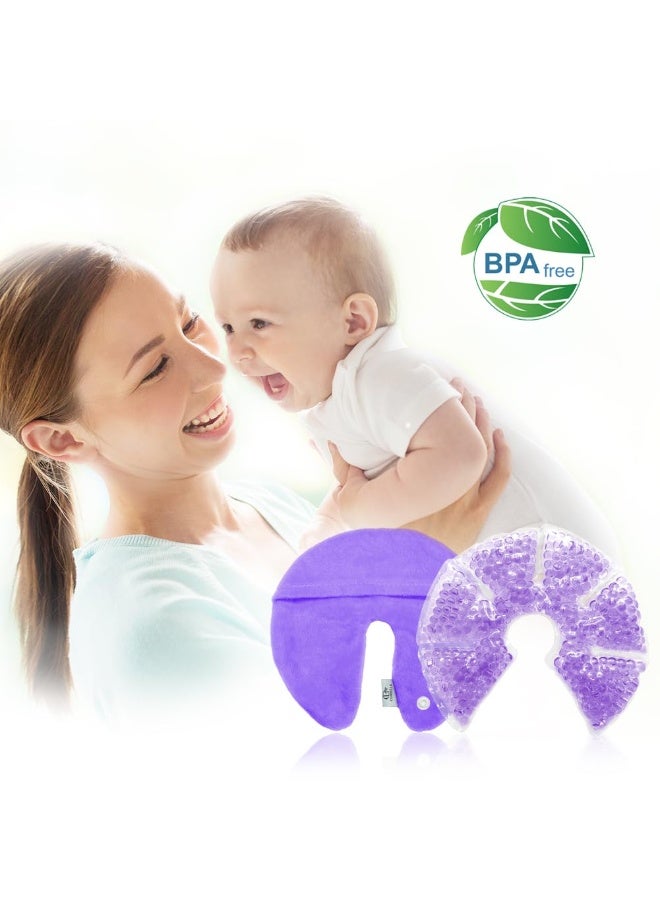 CONBELLA Hot Cold Gel Bead Breast Therapy Pack,Breast Ice Packs for Breastfeeding,Relief for Breastfeeding,Nursing Pain, Mastitis,Engorgement,Plugged Ducts, Boost Milk Let-Down & Production (Purple) - Image 2