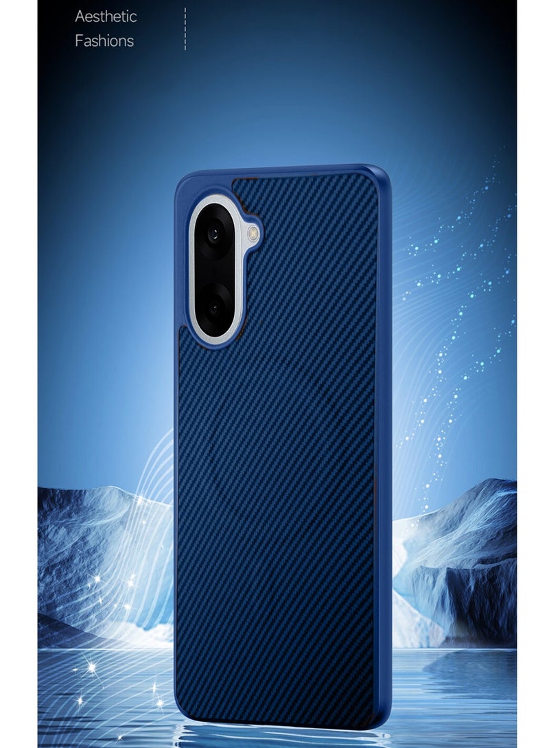 دبليو تيك غطاء حماية خلفي من السيليكون الناعم وألياف الكربون مع دعم Magsafe لهاتف OnePlus Nord CE5 5G 2025 - أزرق بحري - Image 4