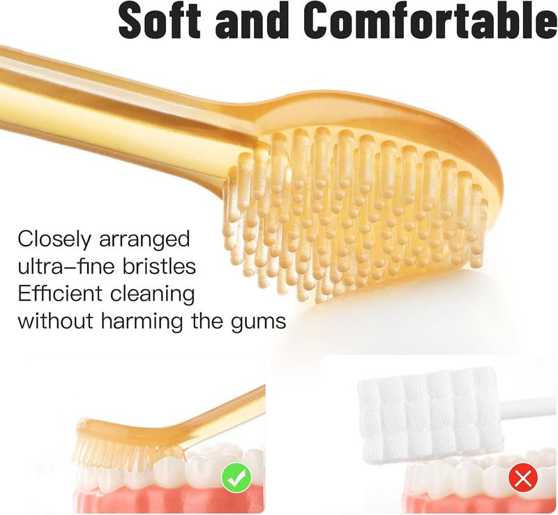 PUJI Baby Toothbrush, Silicone Tongue Cleaner & Toothbrush Kit, Gold, 0-18M, 2 Pack, Manual, BPA-Free, Sustainable - Image 4
