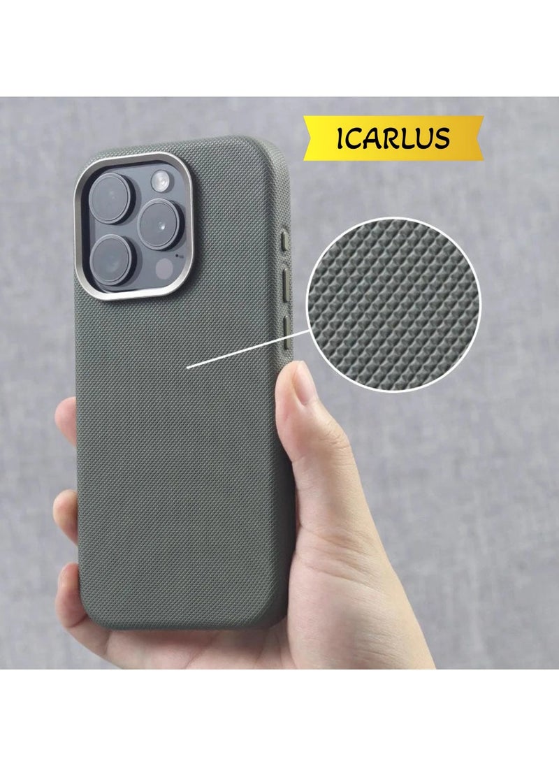 ICARLUS Luxury Metal Lens Frame Case for iPhone 16 Pro Max Magsafe Wireless Charger Magnetic Shockproof Cover Green  - Image 1