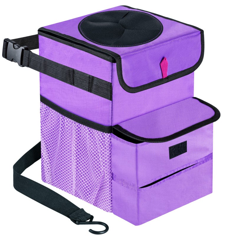 GPUSFAK Car Trash Can Foldable Garbage Bin Leakproof 3 Gallons Purple - Image 1