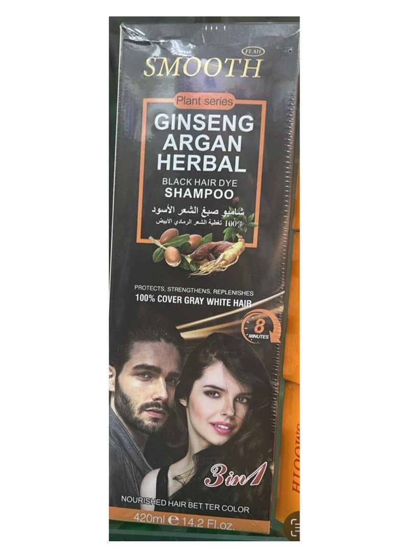 Smooth Ginseng Argan Herbal Black Hair Dye Shampoo 