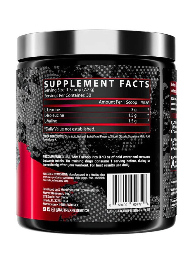 Nutrex Research BCAA 6000Essential Amino for Muscle Growth & Recovery Fruit Punch Flavour 30 Servings - Image 3
