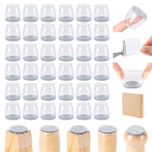 Amrules 36Pcs Chair Leg Floor Protectors for Hardwood Floors, Silicone Chair Feet Caps to Protect Tile Floors, Felt Pads Furniture Leg Covers from Scratches and Noise (Clear, Large Fit: 1.3''–2'') - Image 1