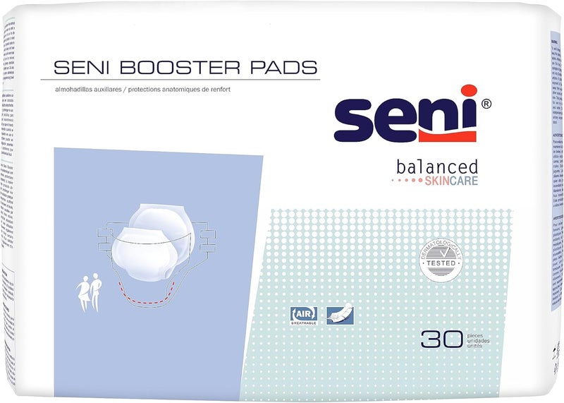 SENI Unisex Incontinence Booster Pad 25 Length 30 Count 1 Pack of 30 Enhances Absorbency of Adult Briefs and Underwear Super Absorbent Core for Men and Women - Image 1