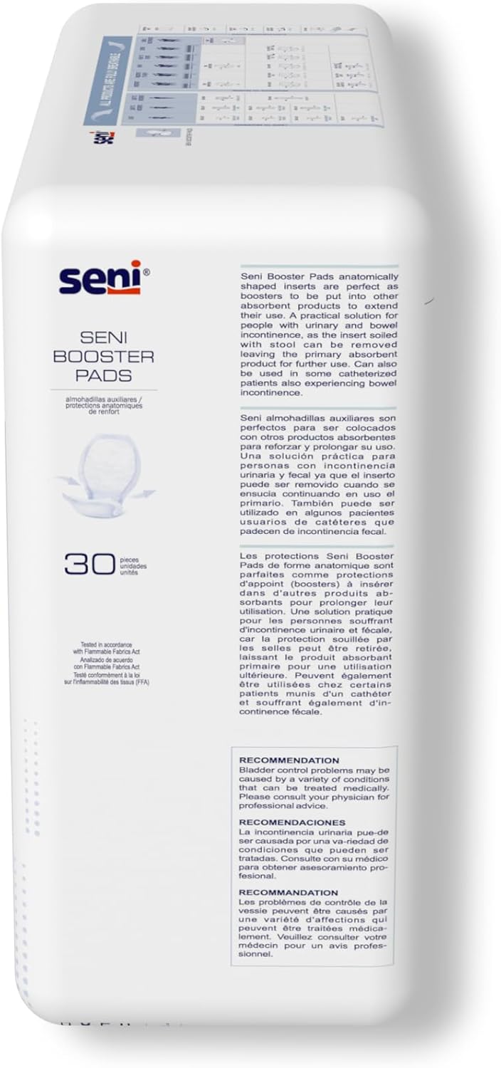 SENI Unisex Incontinence Booster Pad 25 Length 30 Count 1 Pack of 30 Enhances Absorbency of Adult Briefs and Underwear Super Absorbent Core for Men and Women - Image 2