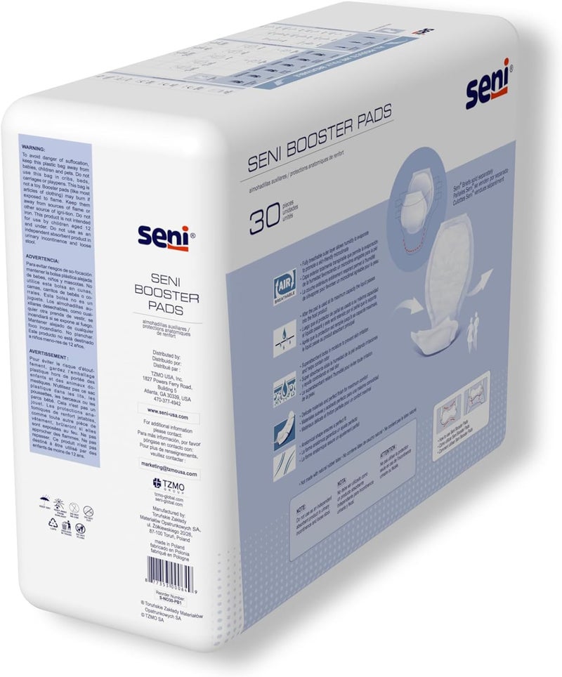 SENI Unisex Incontinence Booster Pad 25 Length 30 Count 1 Pack of 30 Enhances Absorbency of Adult Briefs and Underwear Super Absorbent Core for Men and Women - Image 3