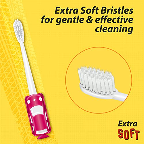 DentoShine ZIPPY Extra Soft Toothbrush for Kids (Ages 3+) (Red, Pink, Yellow, Blue, with 2 min Manual Timer, Pack of 4 designs) - Image 3