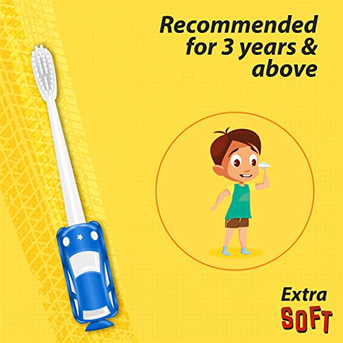 DentoShine ZIPPY Extra Soft Toothbrush for Kids (Ages 3+) (Red, Pink, Yellow, Blue, with 2 min Manual Timer, Pack of 4 designs) - Image 4