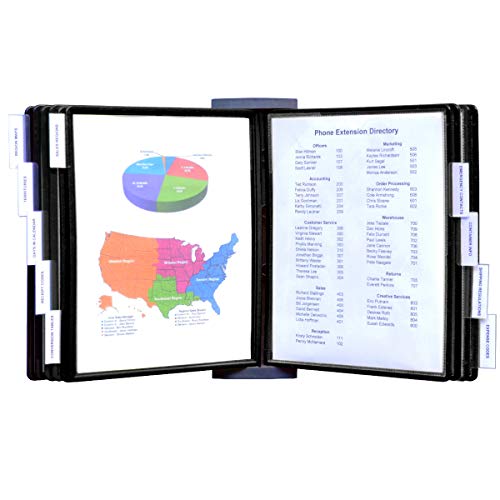 Ultimate Office AdjustaView 10-Pocket Wall Reference Organizer with Easy-Load Pockets and Mounting Screws, Black Pockets - Image 1
