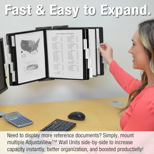 Ultimate Office AdjustaView 10-Pocket Wall Reference Organizer with Easy-Load Pockets and Mounting Screws, Black Pockets - Image 4