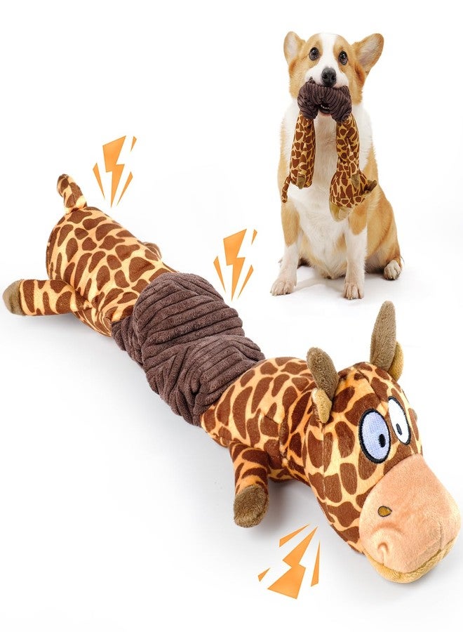 MEWMINGLE 3-in-1 Squeaky Dog Toys for Chewers, Dual Squeaker, Crinkle Sound, Stretchy Spring Band - Durable Interactive Plush Puppy Toy​s for Boredom, Small Breed (Giraffe) - Image 1