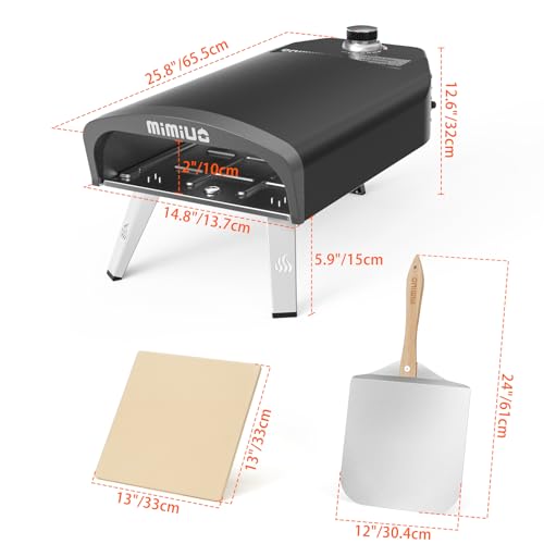 Mimiuo Gas Pizza Oven Outdoor - 33 lbs Heavy Duty Propane Pizza Stove for Outside, 60 Second Pizza - Includes 13" Square Stone Foldable Peel & Cover - Portable for Backyard Camping - Image 2