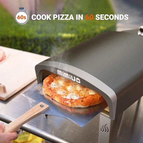 Mimiuo Gas Pizza Oven Outdoor - 33 lbs Heavy Duty Propane Pizza Stove for Outside, 60 Second Pizza - Includes 13" Square Stone Foldable Peel & Cover - Portable for Backyard Camping - Image 3