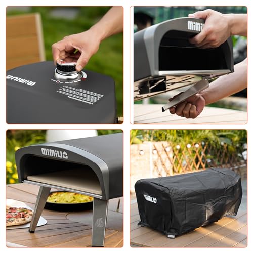 Mimiuo Gas Pizza Oven Outdoor - 33 lbs Heavy Duty Propane Pizza Stove for Outside, 60 Second Pizza - Includes 13" Square Stone Foldable Peel & Cover - Portable for Backyard Camping - Image 5
