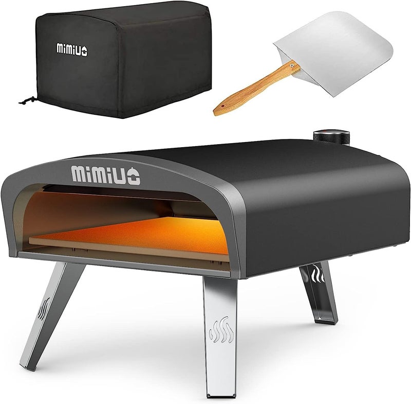 Mimiuo Gas Pizza Oven Outdoor - 33 lbs Heavy Duty Propane Pizza Stove for Outside, 60 Second Pizza - Includes 13" Square Stone Foldable Peel & Cover - Portable for Backyard Camping - Image 1